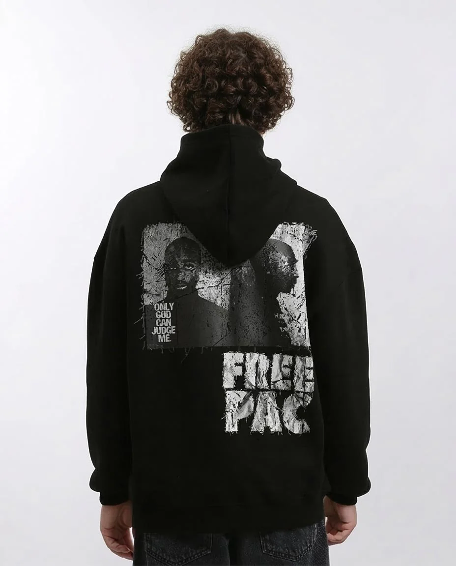 Ravin x Pac Tribute: "FREE PAC" Heavyweight Oversized Hoodie - Black - R215924 - Image 2
