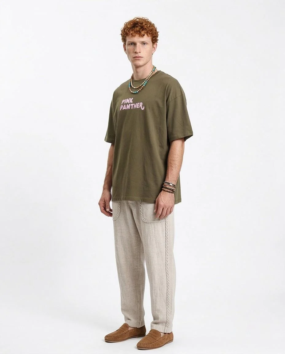 Ravin x Pink Panther | Oversized Graphic T-Shirt in Olive - R212294 - Image 5