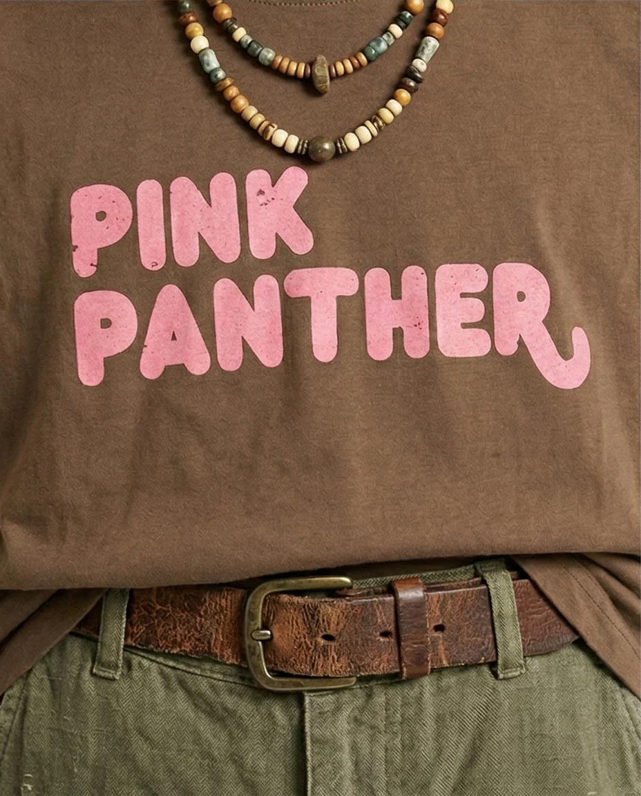 Ravin x Pink Panther Oversized Graphic T-Shirt - Olive Green - R207058 - Image 3
