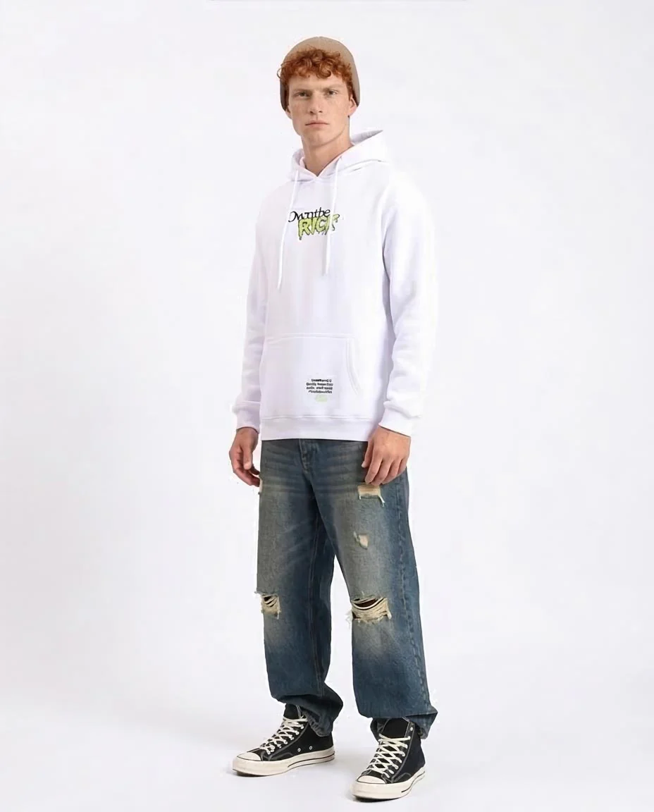 Ravin x Rick & Morty Oversized White Hoodie with Back Graphic- White - R213294 - Image 5