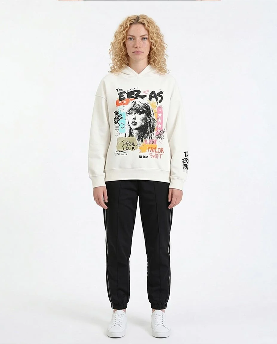 Ravin x Taylor Swift | The Eras Tour Official Women’s Oversized Graphic Hoodie - White - R213305 - Image 4