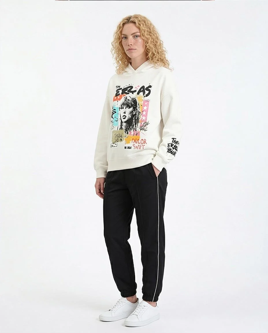 Ravin x Taylor Swift | The Eras Tour Official Women’s Oversized Graphic Hoodie - White - R213305 - Image 5