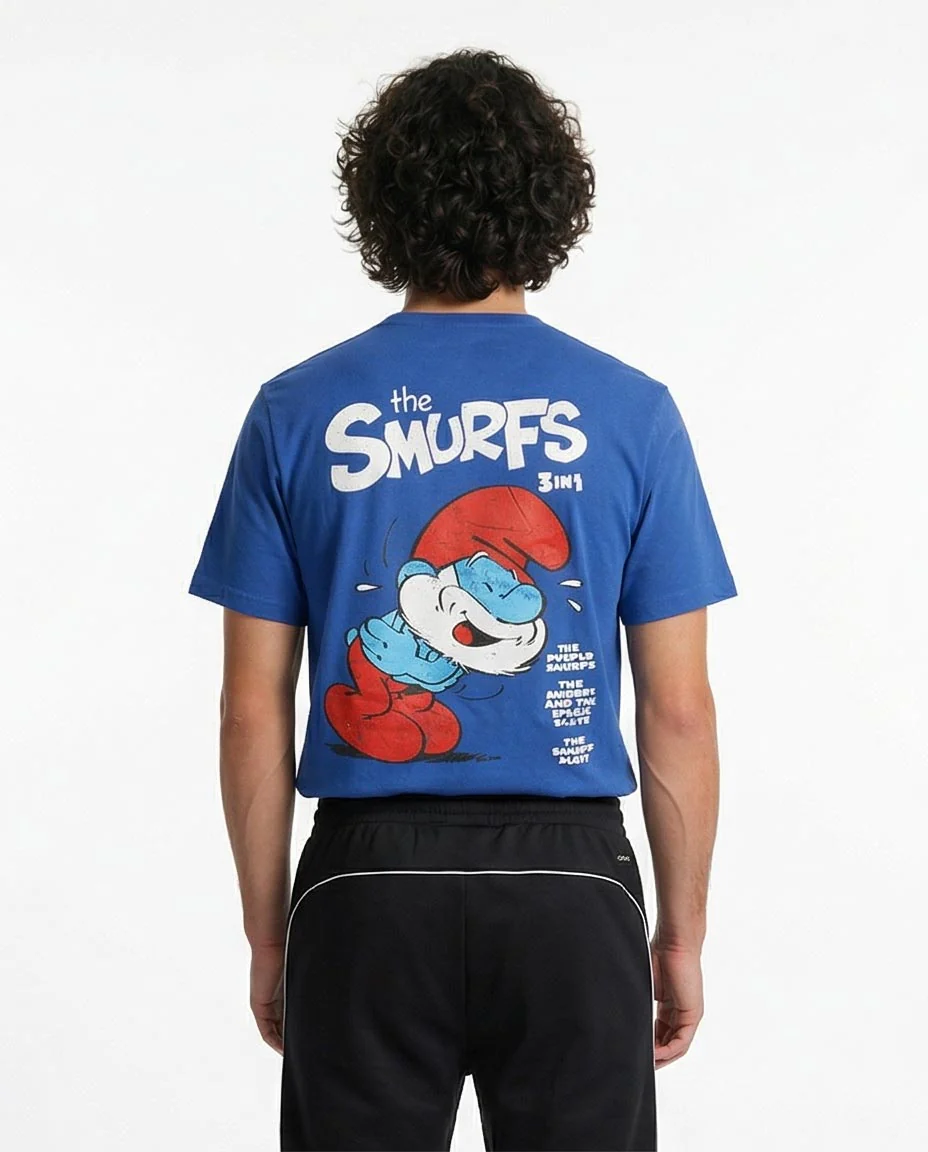 Ravin x The Smurfs: "Just Smurfs" Graphic Crew Neck T-Shirt - Blue - R207961 - Image 2