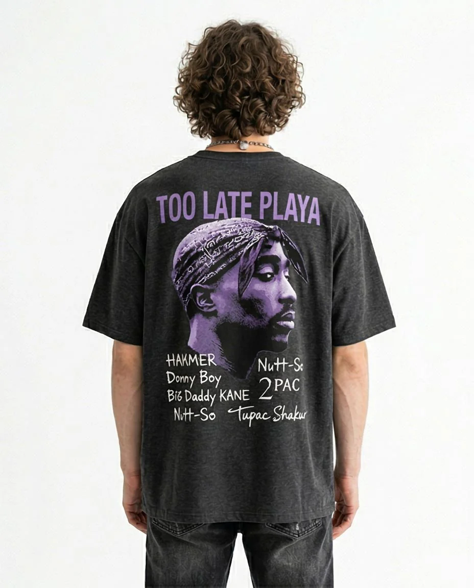 Ravin × Tupac Signature Graphic Oversized T-Shirt - Charcoal Heather- R204519 - Image 2