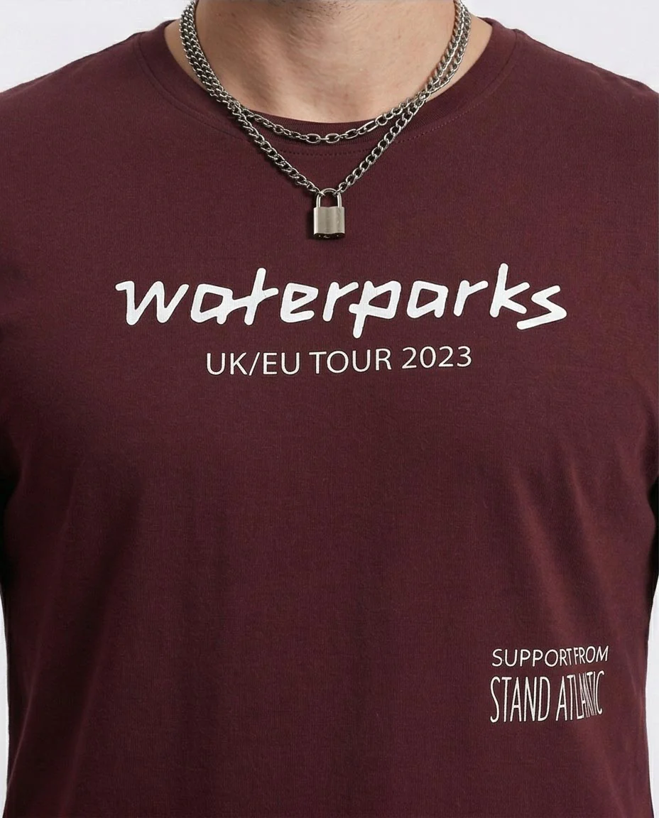 Ravin x Waterparks 2023 UK/EU Tour Official Merch T-Shirt - Burgundy - R208973 - Image 3