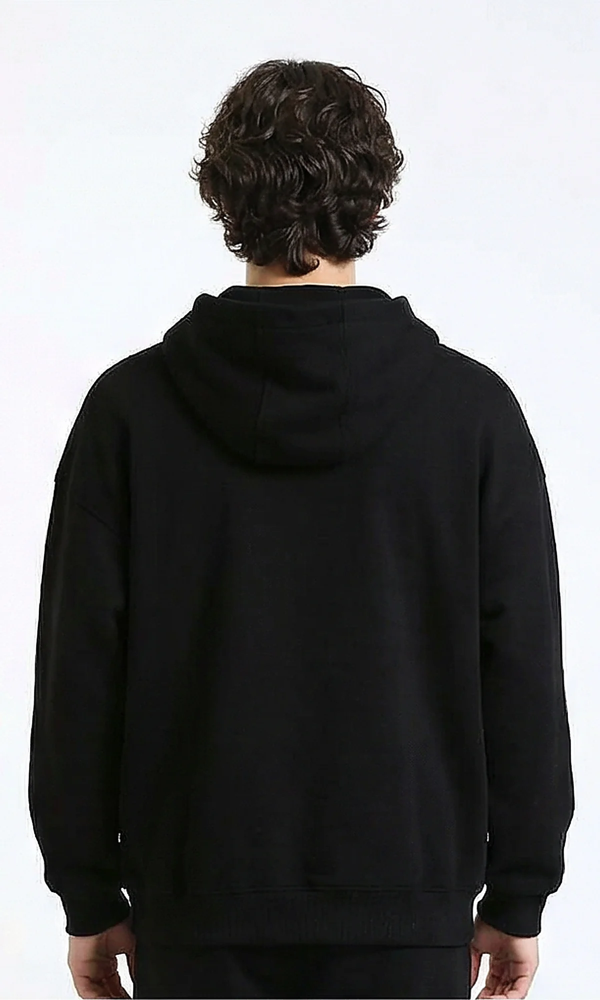 R215920 - Zipped Hooded Neck Solid Hoodie - Black - Image 2